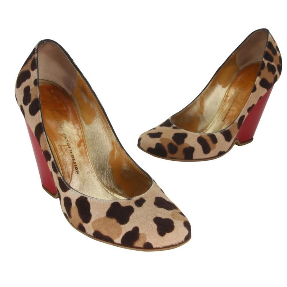 Giuseppe Zanotti Leopard 7/37.5 Patent Leather Print Wedges GZ-0208N-0017